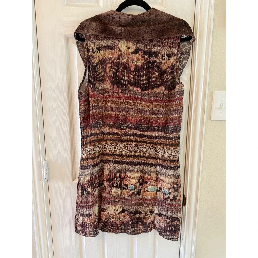 Alberto Makali XL Mixed Media Lace Waterfall Vest Boho Lagenlook Y2K